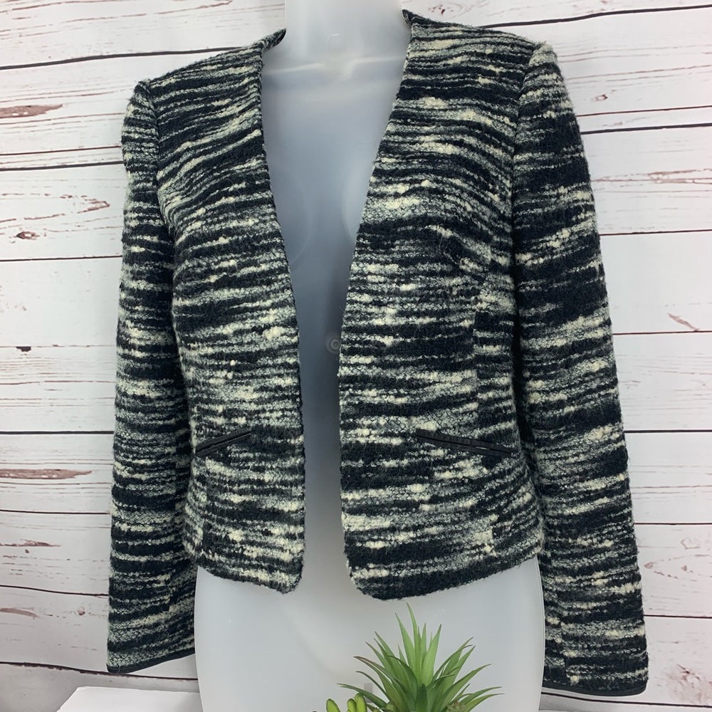 Damsel In A Dress Blazer Bouclé with Leather Trim